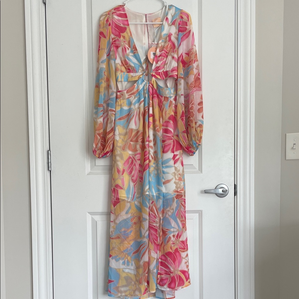 Elegant Multicolor Floral Maxi Dress
